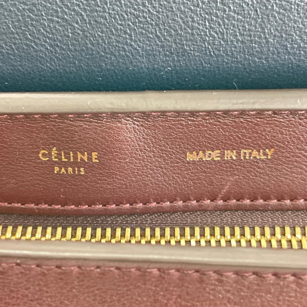 Celine handbag for women, CELINE F-SN-0152, leather, wine red, gold hardware. - Picture 5 of 16